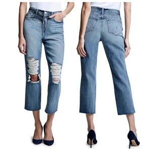 L'Agence Jeans  Women's Size 28  Adele High Rise Straight Ripped Raw Hem Reseda